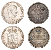 Miscellaneous, BOLIVIA, Republic, Boliviano, 1873, Potosi (KM 160); SICILY, Ferdinando II, 120 Grana, 1857, Napoli...