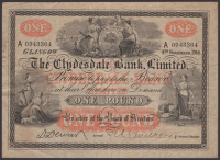 Clydesdale Bank Limited, £1, 4 November 1914, serial number A0943364, Dewar signature and an additional manuscript...