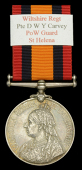 Queen’s South Africa 1899-1902, no clasp (6130 Pte. D. W. Y. Carvey, Wilts: Regt.) good very fine	 £100-£140