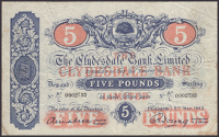 Clydesdale Bank Limited, £5, 5 May 1943, serial number A3/L 0002733, Mitchell and Young printed signatures,...