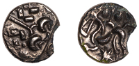British Iron Age, CORIELTAUVI, Uninscribed issues, a contemporary fourrée gold Stater, South Ferriby type, wreath,...