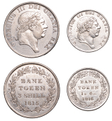 George III, Bank of England, Three Shillings, 1815, Eighteen Pence, 1815 (ESC 2084, 2122; S 3770, 3772) [2]....