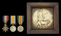 Three: Private W. Pearce, Royal North Devon Yeomanry, who died at sea on 3 November 1915

1914-15 Star (2201 Pte....