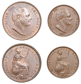 William IV, Penny, 1834, Halfpenny, 1837 (BMC 1459, 1465; S 3845, 3847) [2]. Both about extremely fine, toned	...