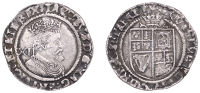 James I (1603-1625), Third coinage, Shilling, mm. thistle, sixth bust, plume over shield, 6.31g/12h (N 2125; S...