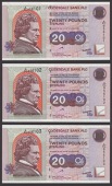 Clydesdale Bank PLC, £20, 9 April 1999, consecutive serial numbers A/AL 956101-5, Wright signature, uncirculated (5...