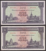 Clydesdale & North of Scotland Bank Limited, £5 (4), 2 May 1952, serial numbers C174723 and D078490, and 2 March...