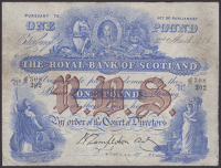 Royal Bank of Scotland, £1, 2 March 1906, serial number F 308/302, Templeton and one other manuscript signature,...