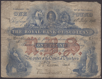 Royal Bank of Scotland, £1, 1 July 1915, serial number R 634/435, Lunan signature, about fine
PMS RB 53e, Pick...