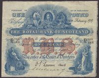 Royal Bank of Scotland, £1, 20 February 1919, serial number Y 508/468, Lunan signature, an attractive and original...