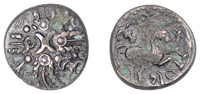 British Iron Age, CATUVELLAUNI, Tasciovanus (c. 25 BC - AD 10), a contemporary fourrée gold Stater, Hidden Faces...
