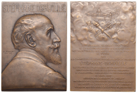 France, Homage to Stéphane Dervillé, 1912, a bronze plaque by Denys Puech, struck for the Turin Exposition, bust...
