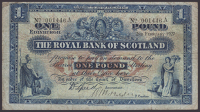 Royal Bank of Scotland, £1, 2 February 1927, serial number 001446A, Speed and one other manuscript signature,...