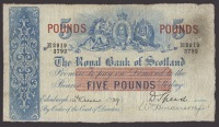 Royal Bank of Scotland, £5 (2), 14 October 1929 and 3 January 1938, serial numbers E 2919/3792 and E 4258/1427,...