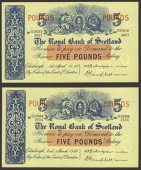 Royal Bank of Scotland, £5 (6), 1 April 1958, 2 March 1959, 2 January 1962, 3 January 1963, 2 January 1964, and...