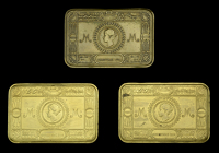 Three Princess Mary Gift Tins Christmas 1914, the first complete with pack of 20 cigarettes and pack of tobacco,...
