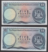 Royal Bank of Scotland Limited, remainder £5 (2), 3 May 1976, without serial numbers or signatures, some handling,...