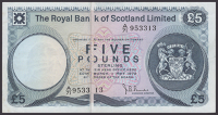 ERROR: Royal Bank of Scotland Limited, £5, 1 May 1979, serial number A/71 953313, Burke signature, with sizeable...