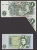 ERROR: Bank of England, John B. Page, £1, 1970, serial number HN53 786752, an impressive extra paper error at lower...