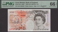Bank of England, George M. Gill, £5, 7 June 1990, serial number A01 168214, Graham E. A. Kentfield, £10, 29 April...