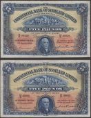 Commercial Bank of Scotland Limited, £5 (3), 3 March 1942, 5 January 1943, and 1 December 1944, prefixes 14/D,...