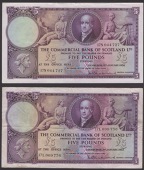 Commercial Bank of Scotland Limited, £5 (3), 1954, 1955, and 1956, prefixes 17C, 17L, and 17N, all Erskine...