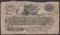 Godley Bank, Chertsey, for Willats & Co., £5, 15th October 1834, serial number 1284, Willats signature, usual ink...