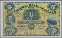 National Bank of Scotland Limited, £5, 1 August 1914, serial number A284-044, Lethbridge and McKissock signatures,...