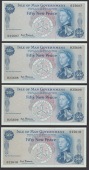 Isle of Man Government, P.H.G. Stallard, 50 New Pence (4), ND (1969), consecutive serial numbers 025607-10, and R.H....