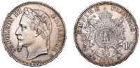 France, Napoleon III, 5 Francs, 1868bb, Strasbourg (Gad. 739; KM 799.2). Toned, extremely fine	 £40-£50