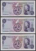 Isle of Man Government, R.H.Garvey, £1, ND (1961), serial number A366232, and P.H.G. Stallard, £1 (5), ND (1966),...