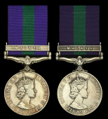 General Service 1918-62, 1 clasp, Malaya, E.II.R. (2) ( T/22250618 Sgt. C. Knowles. R.A.S.C.; 23107576 Pte. E. W....