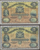 National Bank of Scotland Limited, £5, 1 September 1948, 3 January 1953, and 1 October 1953, serial numbers...