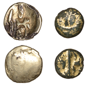 BRITISH IRON AGE, Gallo-Belgic, Uninscribed issues, a contemporary fourrée gold Quarter Stater, series D [Uniface...