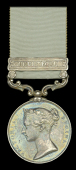 Army of India 1799-1826, 1 clasp, Bhurtpoor (P. Lynn. 59th. Foot.) short hyphen reverse, officially impressed...