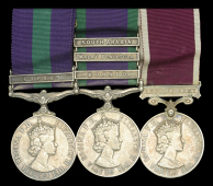 Three: Staff Sergeant H. Lloyd, Royal Army Pay Corps

General Service 1918-62, 1 clasp, Cyprus (23246727 Cpl. H....