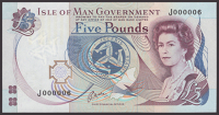 Isle of Man Government, J.Cashen, £5, ND (1991), serial number J000006, uncirculated, and a wonderful low...