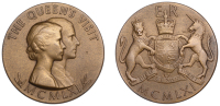 Visit of Elizabeth II to British West Africa, 1961, a bronze medal by the Royal Mint, conjoined busts of Elizabeth...