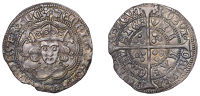 Henry VI (First reign, 1422-1461), Annulet issue, Groat, Calais, mm. cross II, no fleur on breast, reads angl’,...