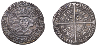 Henry VI (First reign, 1422-1461), Annulet-Trefoil sub-issue, Groat, Calais, mm. cross II, no fleur on breast, reads...