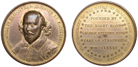 Eton College, for the Encouragement of the Study of Shakespeare, 1881, a gilt bronze medal, unsigned, bust...