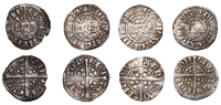 Edward I, Pennies (4), class 3c, Bristol, 1.36g/11h; class 3d (2), Canterbury, 1.39g/8h, London, 1.40g/12h; class...