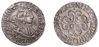 Italy, SARDINIA, Charles II, Two-and-a-Half Reales, 1695, Cagliari, crowned bust right between 12 and 6, rev. voided...