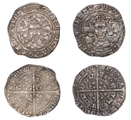 Edward IV (First reign, 1461-1470), Light coinage, Groats (2), both London, class Vd, mm. rose, quatrefoils by neck,...