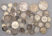 Miscellaneous, Miscellaneous World coins in silver (54), various types, 245.02g total [54]. Varied state	 £120-£150