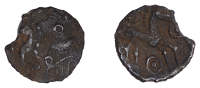 British Iron Age, ICENI, Uninscribed issues, silver Half Unit, Snettisham type, small boar standing right, curved...