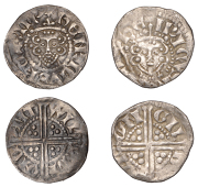 Henry III, Pennies (2), both Canterbury, class IIIa, Willem, wil lem onc ant, 1.39g/11h; class Va, Gilbert, gil ber...
