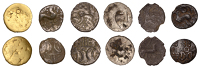 BRITISH IRON AGE, Iceni, Uninscribed issues, silver Units (3), Norfolk God [Moustache] type, stylised male head...
