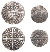 Edward I, Penny, class 4a, London, 1.28g/9h (N 1023; S 1394); Edward III, Treaty period, Halfpenny, London, edwardvs...