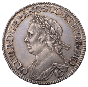 Oliver Cromwell, Halfcrown, 1658 (Lessen I26; ESC 252; S 3227A). Good very fine, handsome old cabinet tone, a few...
